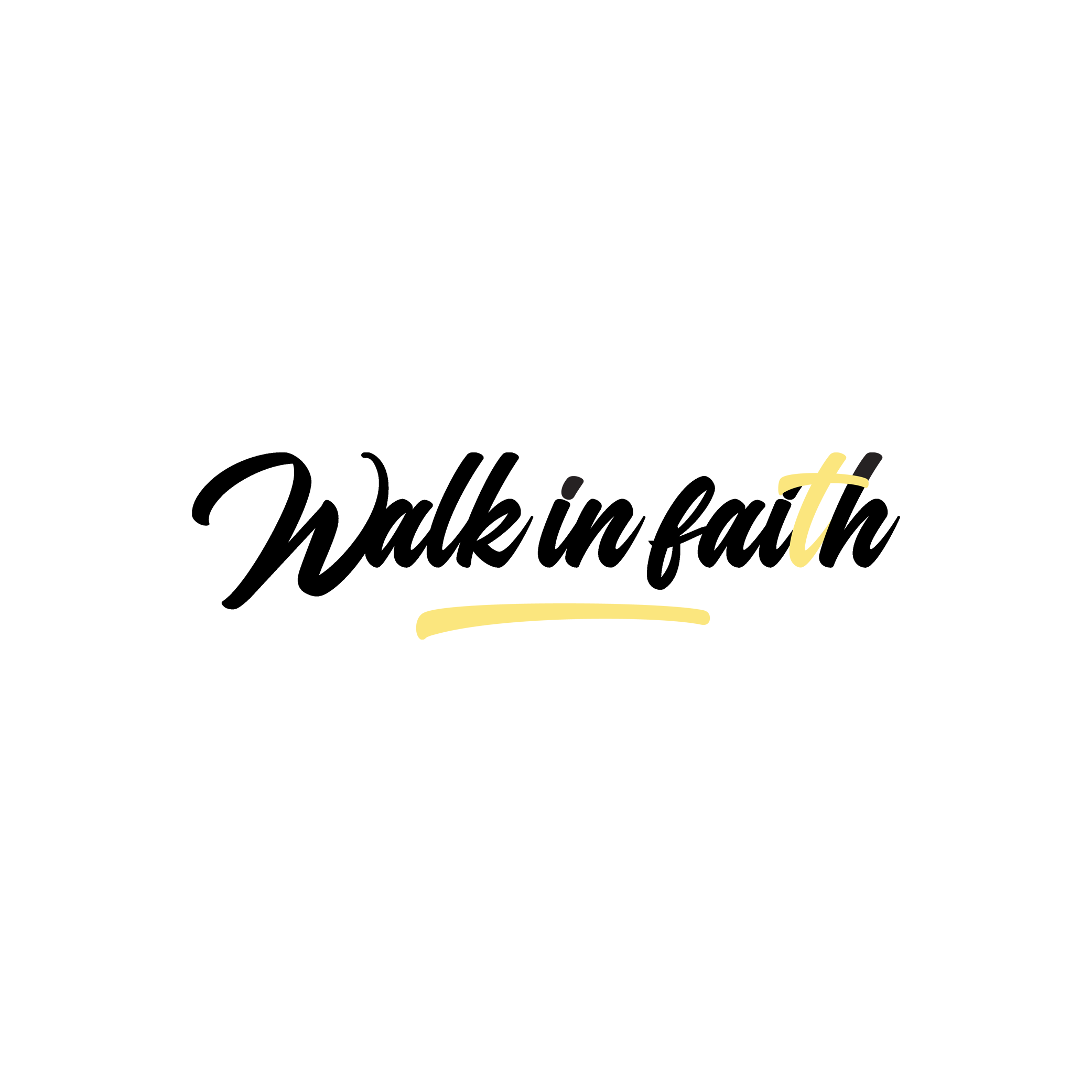 Walk in Faith Clothing logo featuring elegant script typography, emphasizing faith-based fashion and brand identity.