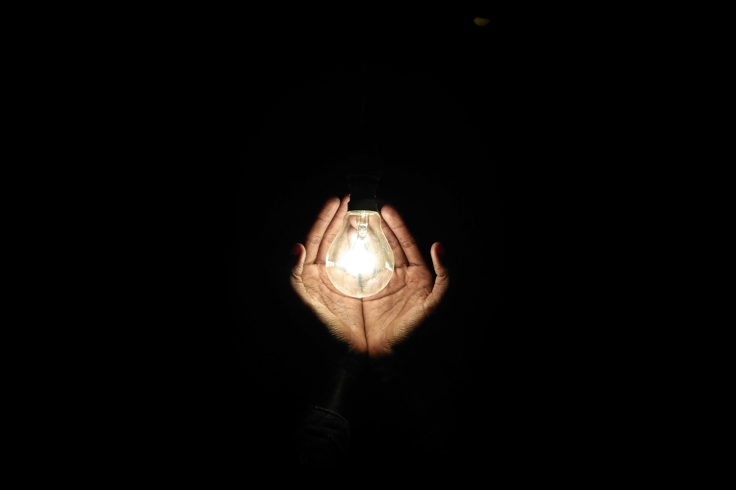 Holding a lightbulb