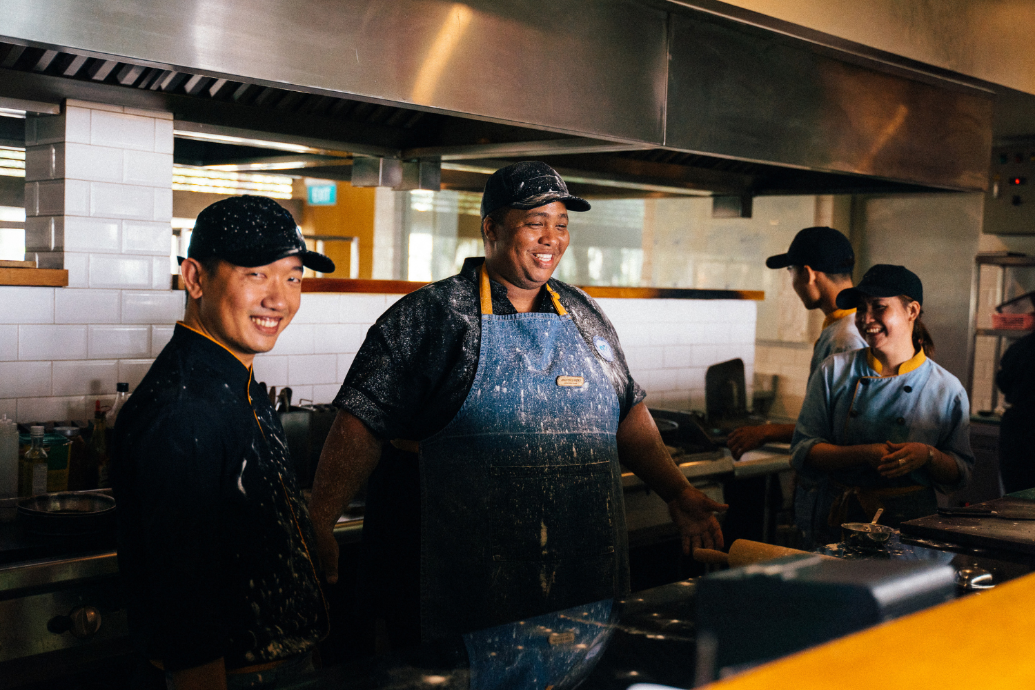 Cooks in the kitchen at a restaurant