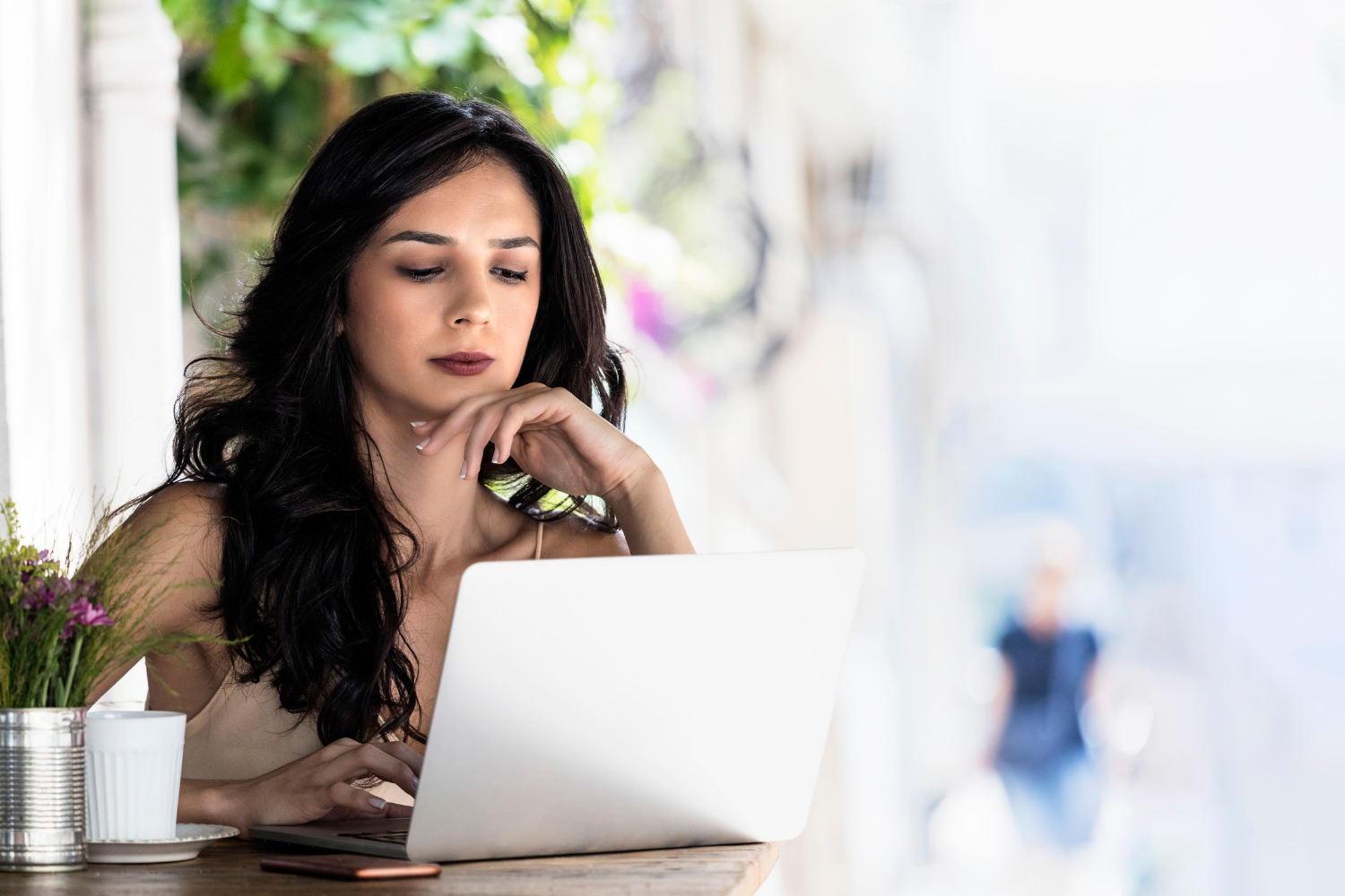 Woman searching the web