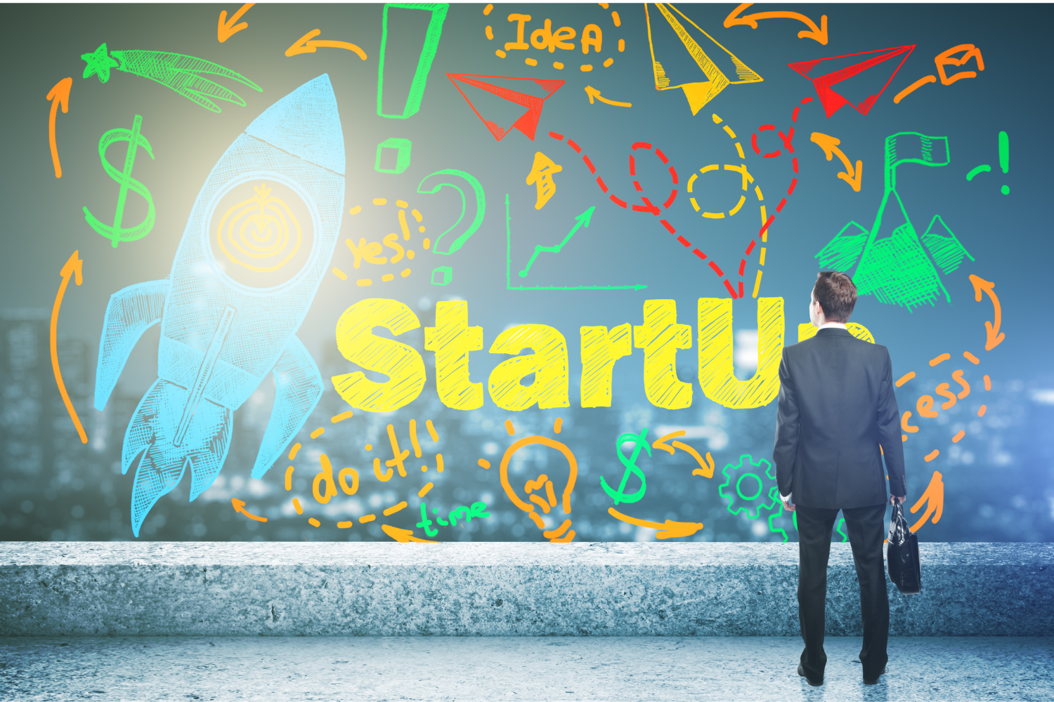 Startup CEO Looking at art