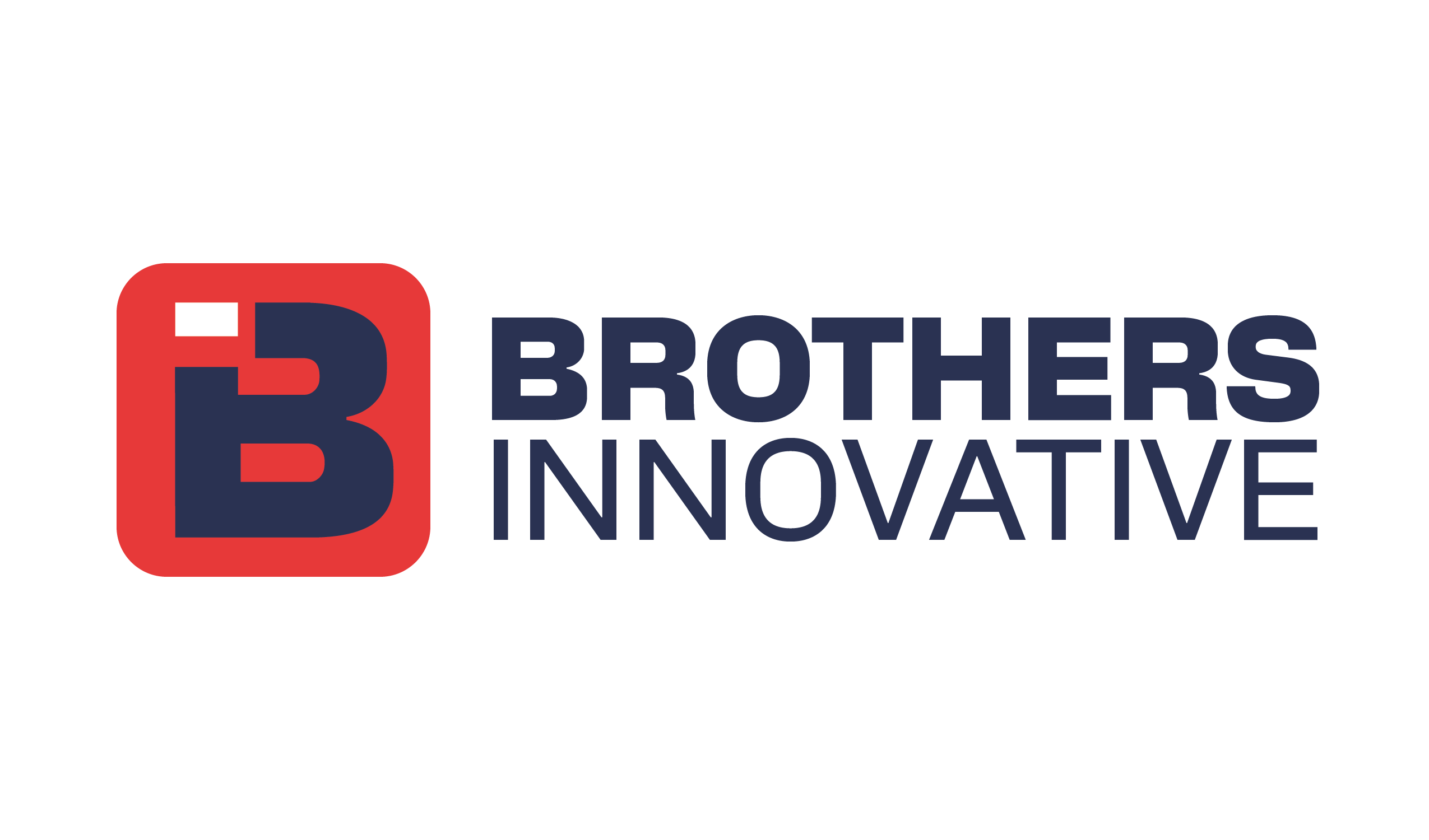Brothers Innovative Construction logo featuring a bold red and navy color scheme, emphasizing strength and professionalism in branding.