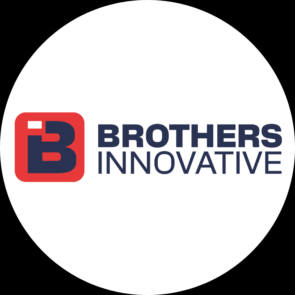 Brothers Innovative logo featuring a red and navy design, representing the construction company's brand identity and digital presence.