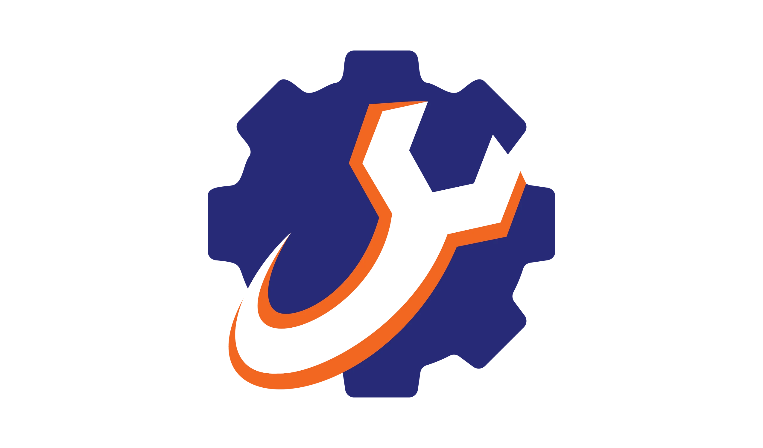 Wrench-and-gear logo for Dennis Repair Solutions, symbolizing reliability and expertise in appliance repair, featuring bold orange and deep blue colors.