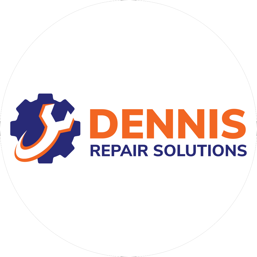 Dennis Repair Solutions logo featuring a wrench and gear design, representing appliance repair services and brand identity development.